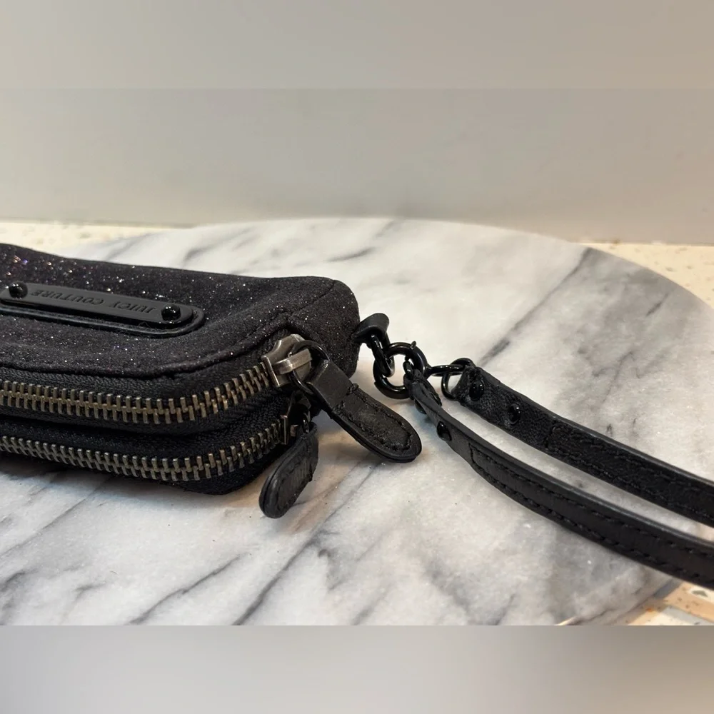 Juicy Couture‎ Black Glitter Wristlet Bag Wallet